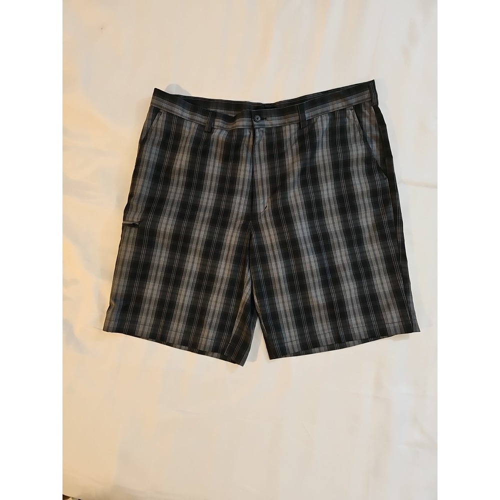 Grand Slam Mens Size 40 Black Gray Plaid Casual Golf Shorts